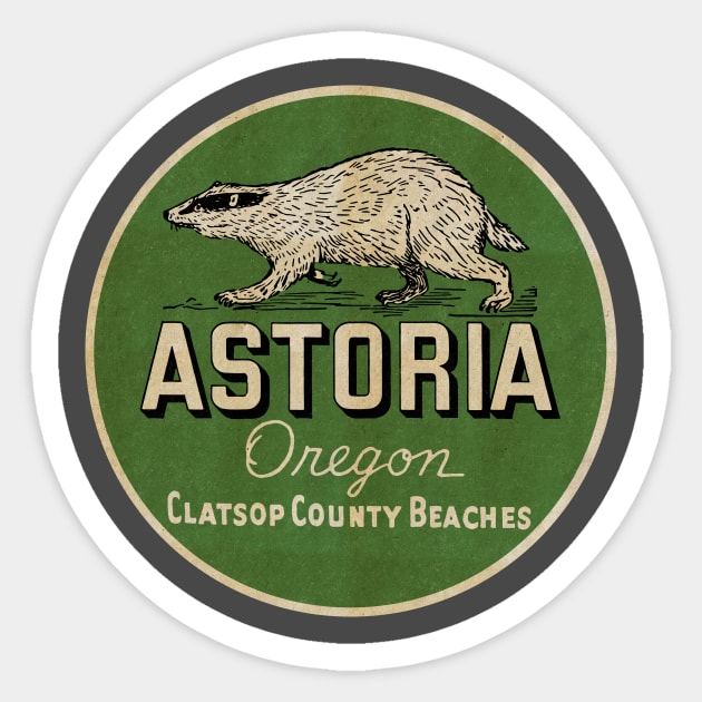 Vintage Astoria Oregon Sticker by Kujo Vintage
